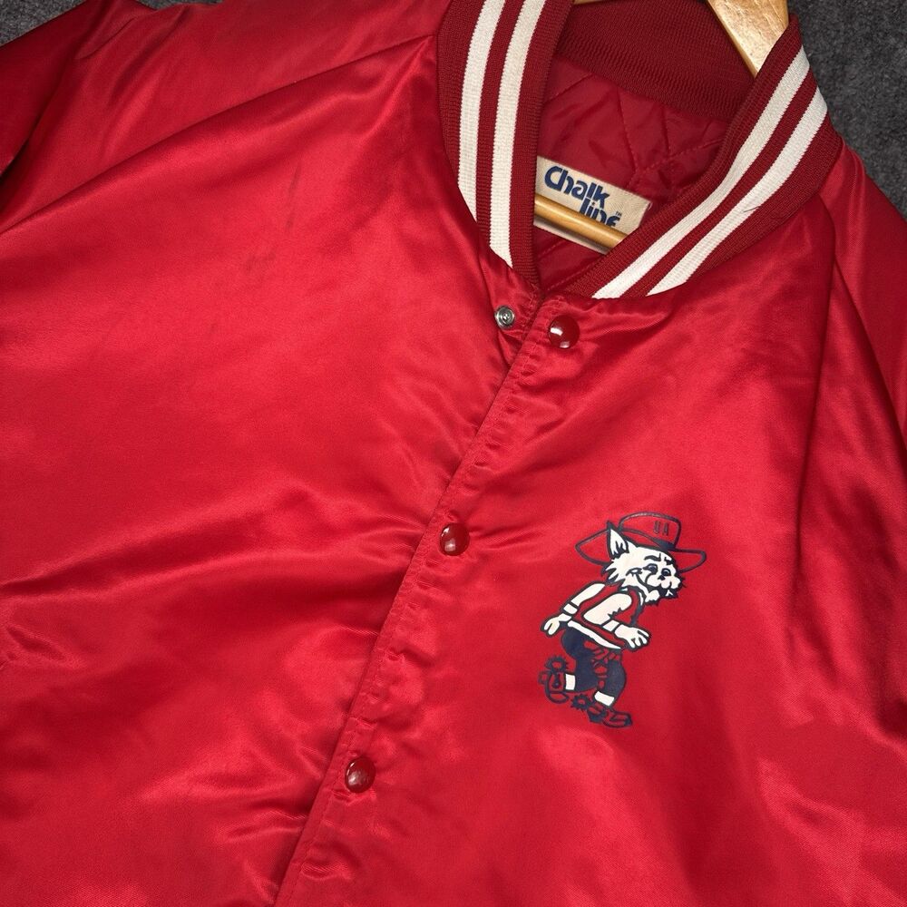 Vintage 80s Chalk Line Arizona University Wildcats Satin Bomber Jacket size XXL